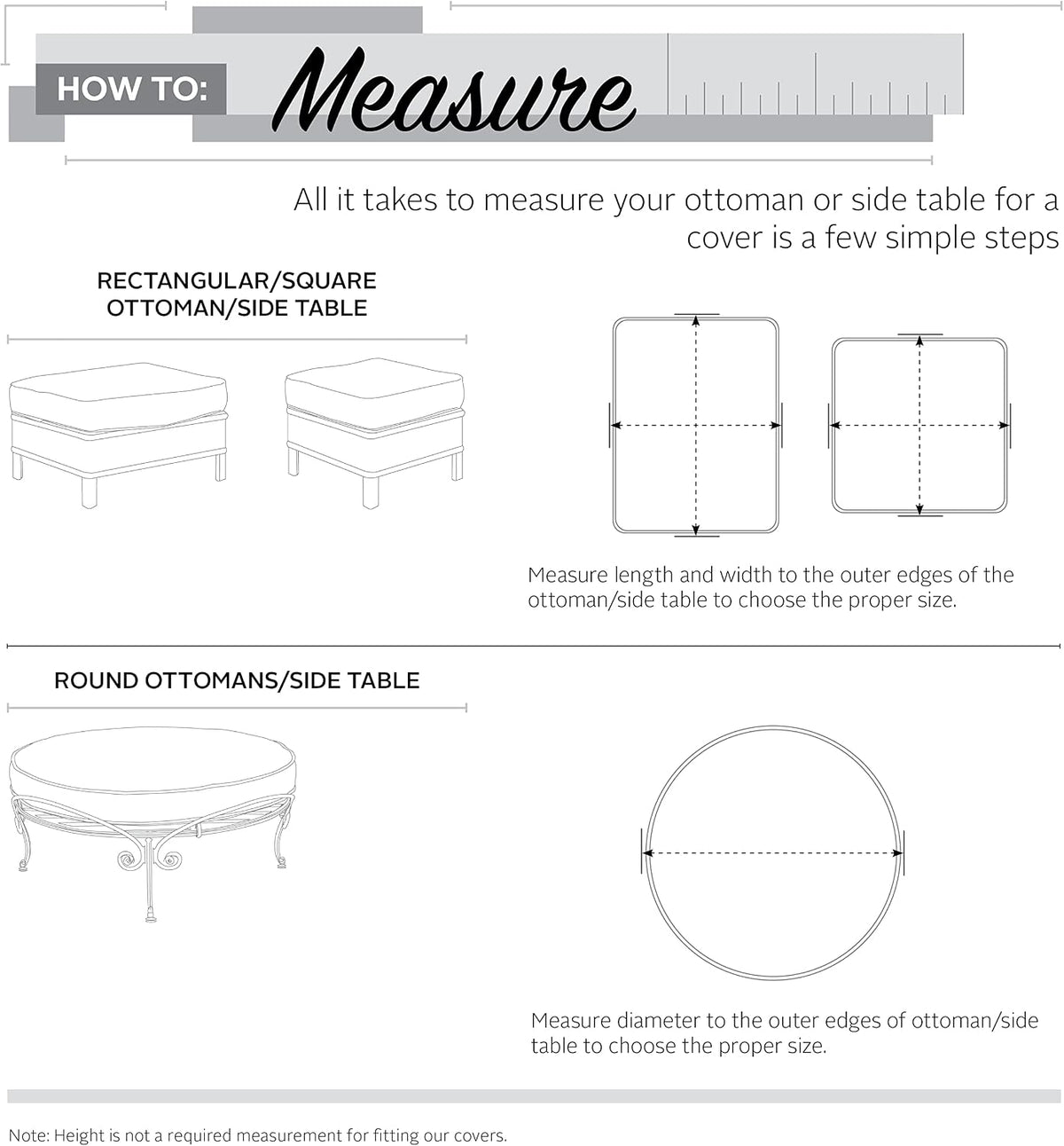 Classic Accessories Veranda Water-Resistant 26 Inch Square Patio Ottoman/Side Table Cover, Outdoor Table Cover