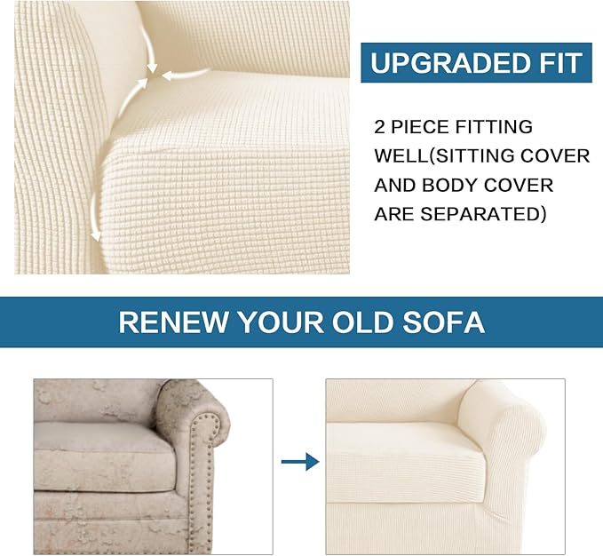 H.VERSAILTEX 2 Piece Couch Cover Stretch Stylish Chair Cover Furniture - Image 6