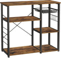 VASAGLE Kitchen Baker’s Rack, Steel Frame, Wire Basket, 6 Hooks