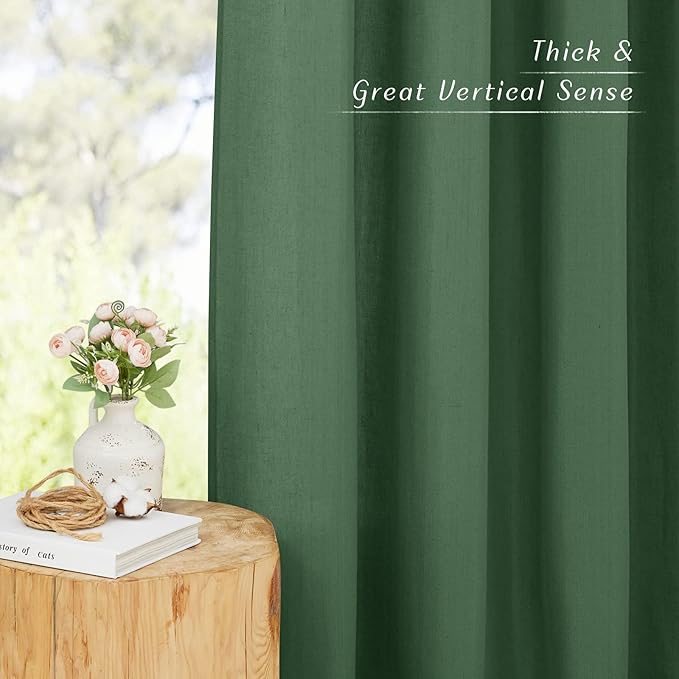 NICETOWN Olive Green Linen Kitchen Curtains 36 inch Length, Decorative Thick - Image 6