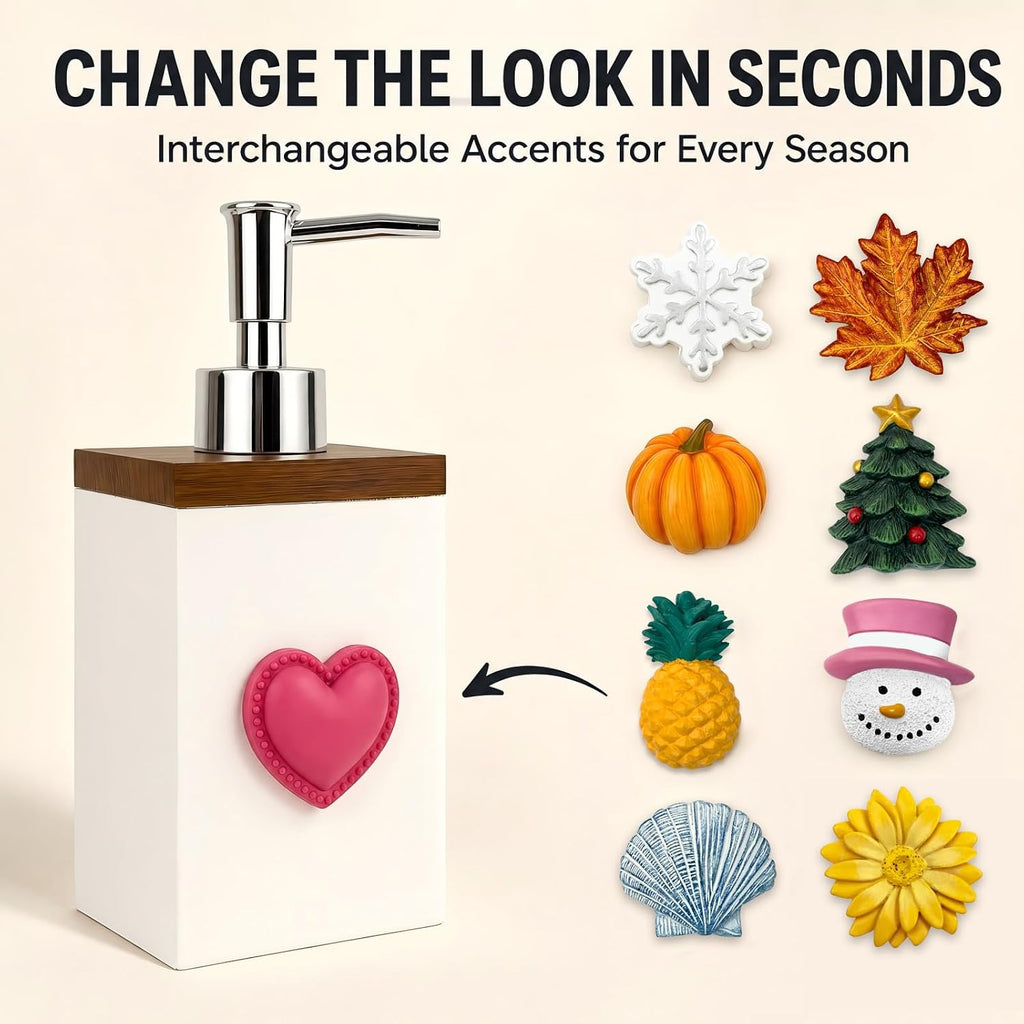 Seasonal Soap Dispenser with 9 Interchangeable Magnets for Holidays