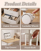 Faesun Night Stand with Charging Station & Swivel Top, Oak White
