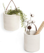 Goodpick 2 Pack Cotton Rope Wall Hanging Baskets for Home Decor