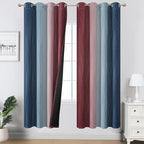 Estelar Textiler Navy Blue and Burgundy Red Ombre Blackout Curtains by ESTELARTEXTILER