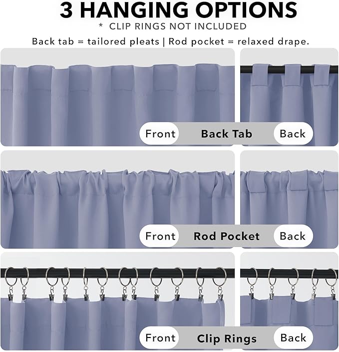 Deconovo Rod Pocket and Back Tab Blackout Curtains - Image 2