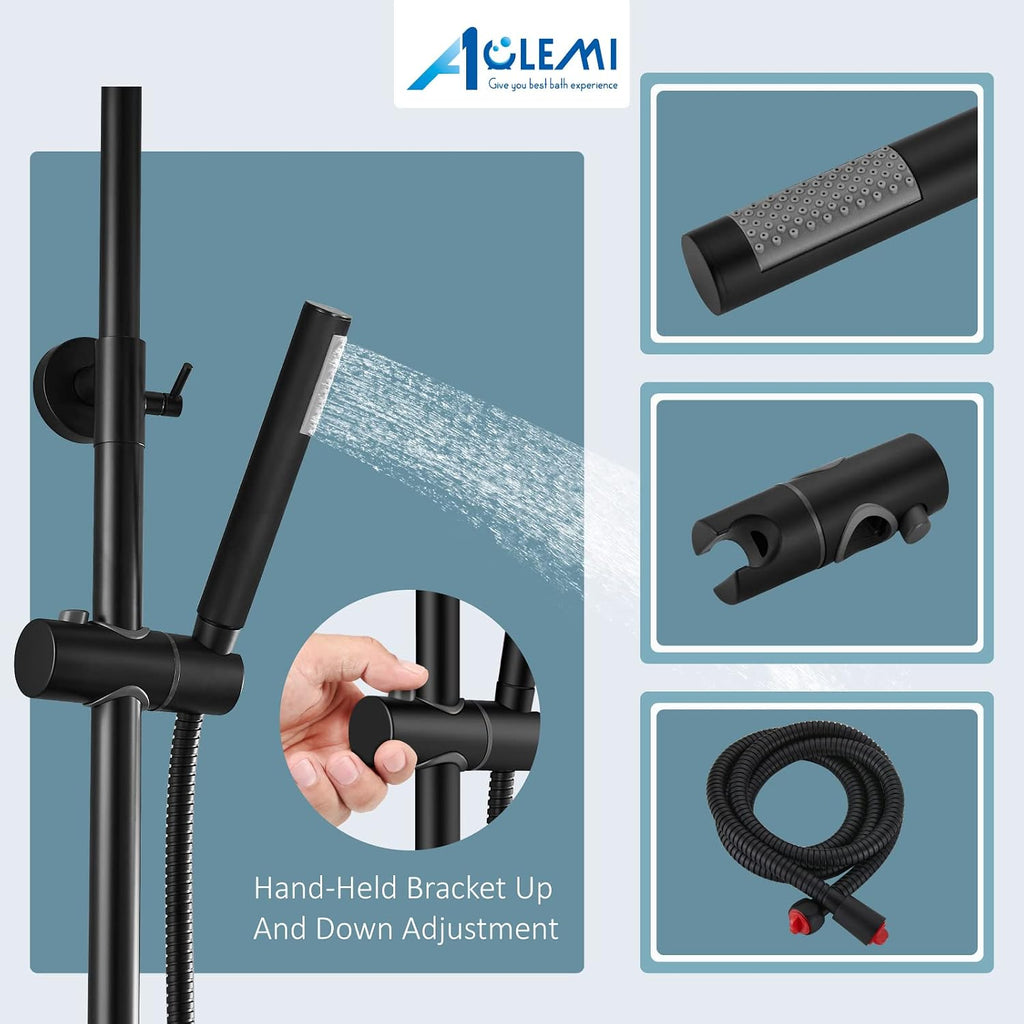 Aolemi Outdoor Shower SUS304 Outside Kit Handheld Tub Spout Matte Black