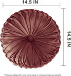 HIG Set of 2 Decorative Round Pleated Throw Pillows, Classy Accent Pumpkin - Image 4