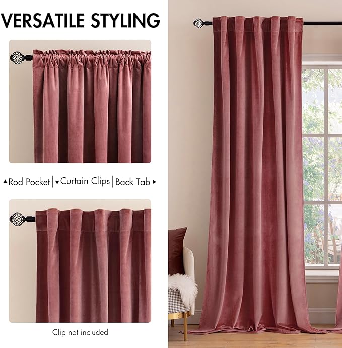 MIULEE Velvet Curtains 108 inches Long 2 Panels - Image 2