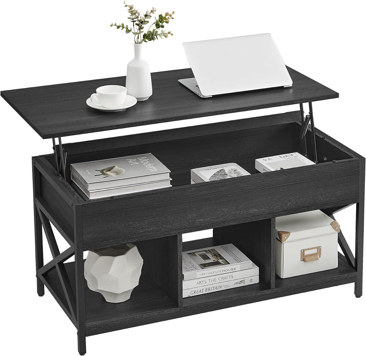 VASAGLE Lift Top Coffee Table, 3 in 1 Center Table with Storage, 2 Drawers