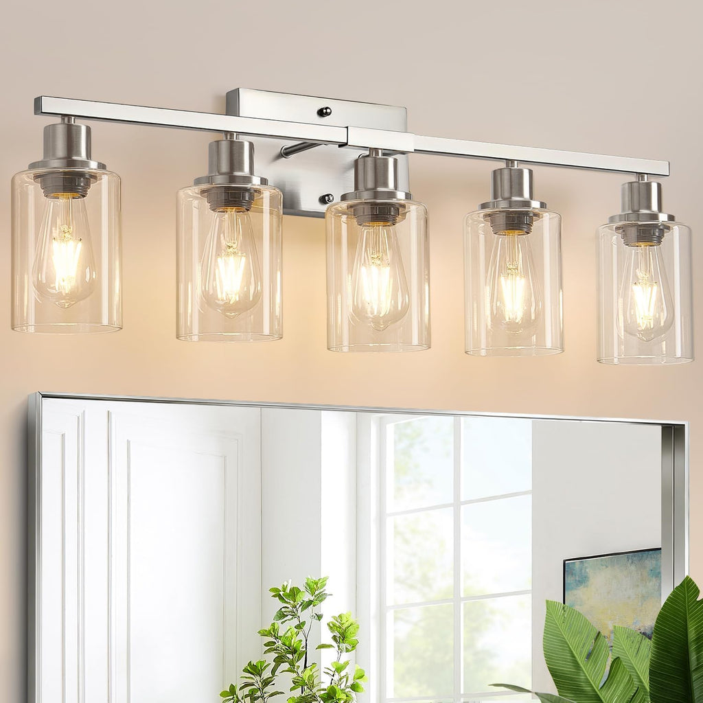 MOKATNG 3-Light Bathroom Light Fixtures, Aged Brass Vanity Light with Milky White Shades, Bathroom Lighting Fixtures Over Mirror, Modern Bathroom Wall Lamp for Mirror Living Room Cabinet Bedroom