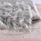 ORINOVA Light Silver Gray Faux Washable Shaggy Fur Rugs - Image 9