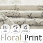 jinchan Lined Linen Blend Curtain Floral Curtains - Image 2