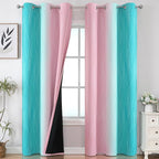 Estelar Textiler Pink and Teal Ombre Blackout Curtains by ESTELARTEXTILER