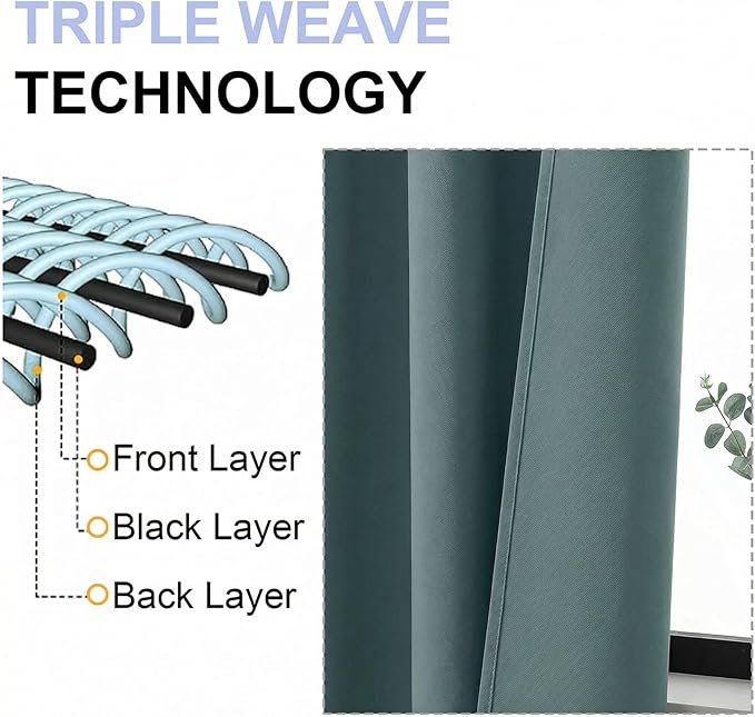 Simplebrand Dark Green Blackout Curtains - Image 5