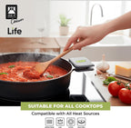 BRA COOKWARE Life Ceramic Nonstick Sauté Pan w/Lid | 12.6 In 4.8Qt Aluminum