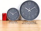 jomparis Wall Clock 12 Inch Non-Ticking Silent Battery Operated Round Wall Clock Modern Elegant Simple Style Clock for Home Office Kitchen Bedroom Living Room