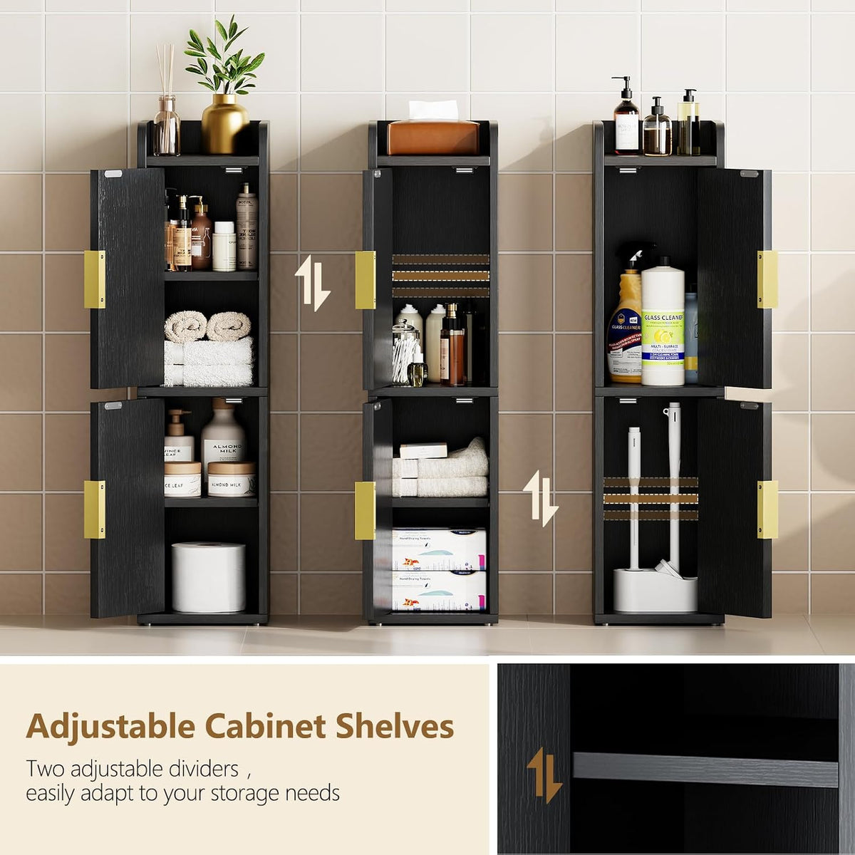 Yoobure Fluted Small Bathroom Storage Cabinet, Narrow Toilet Paper Cabinets