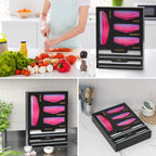 DALSHABET 6 in 1 Bamboo Bag Organizer with Foil and Wrap Dispenser, Black