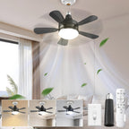 17.7" Socket Fan Light, Stepless Dimmable 3000K-6500K Small Ceiling Fans with Lights and Remote, 3000 Lumens E26/E27 Light Bulb Fan with Reversible Motor, for Bedroom Garage Kitchen Living Room