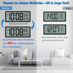 WallarGe 14.5'' Large Digital Wall Clock Battery Operated