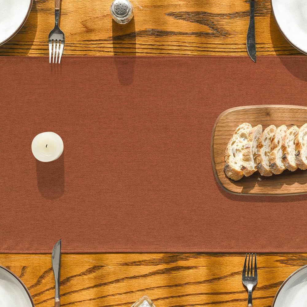 Artoid Mode Rusty Orange Table Runner, Seasonal Fall Thanksgiving Washable Kitchen Dining Table Decoration for Home Party Decor 13x120 Inch