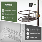 HAMITOR Corner Bathroom Organizer, 4-Tier Tension Pole Shower Caddy, Bronze