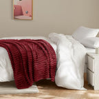 HIMEET Deep Red Ribbed Twin Blanket - Image 6