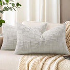 decorUhome Light Grey Chenille Throw Pillow Covers 12x20 Set of 2 Textured Soft by decorUhome