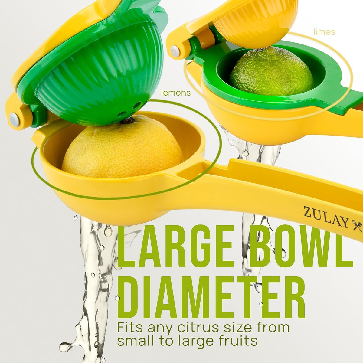 Zulay Kitchen Metal 2-in-1 Lemon Lime Squeezer, Juicer Handheld - Yellow