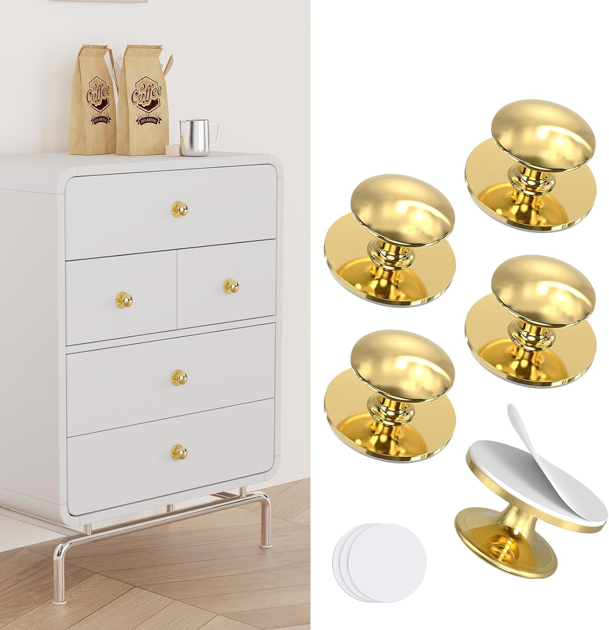 Self Adhesive knobs, Stick On Knobs for Cabinets, Closets, Drawers