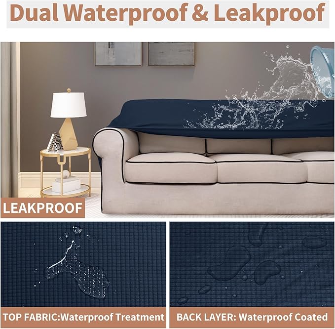 Easy-Going 100% Waterproof Oversized Loveseat Couch Cover, Dual Waterproof Sofa - Image 3