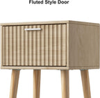 LAATOOREE Nightstands Set of 2, Small Bed Side Table with Fluted Door