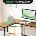 5-Section File Organizer for Desk, Metal File Folder Holder, Mint Green