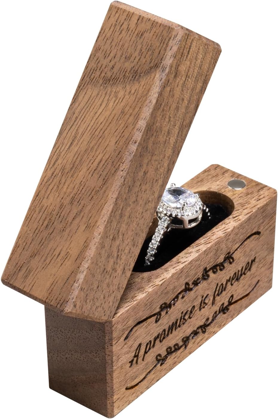 Wooden Engagement Ring Box Small Slim Proposal Wedding Ring Case