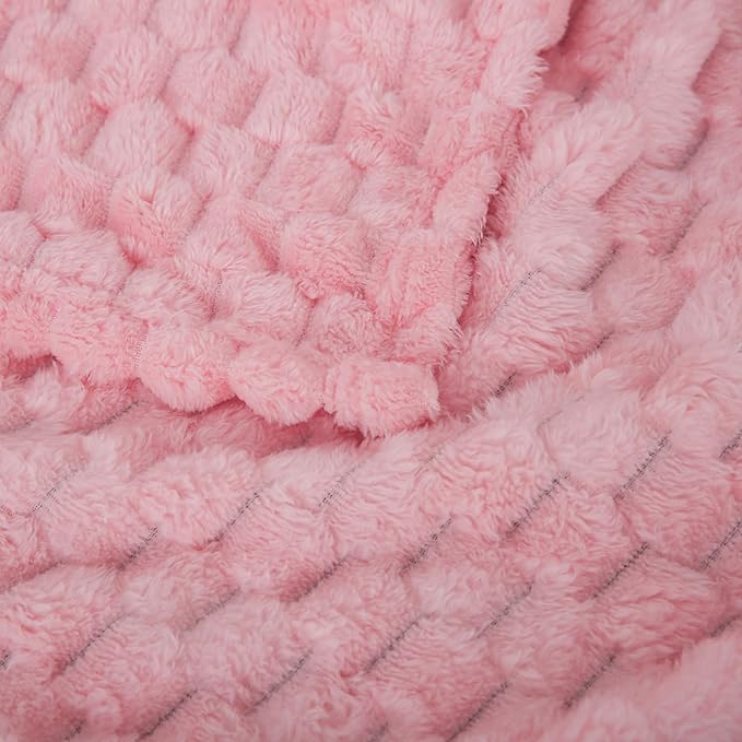 Puncuntex Light Pink Throw Blanket 60"×80" inches Fuzzy 3D Jacquard Decorative - Image 7