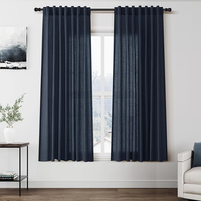 Vintage Blue Curtains 63 Inches Long 2 Panel Sets by Nanspring