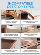 NODOCA No Drill Under Desk Cable Management Tray, 17'' Wire Management, Punch-Free Clamp on, Metal Cable Tray, Wire Organizer Under Desk, Under Dessk Basket for Office and Home, White