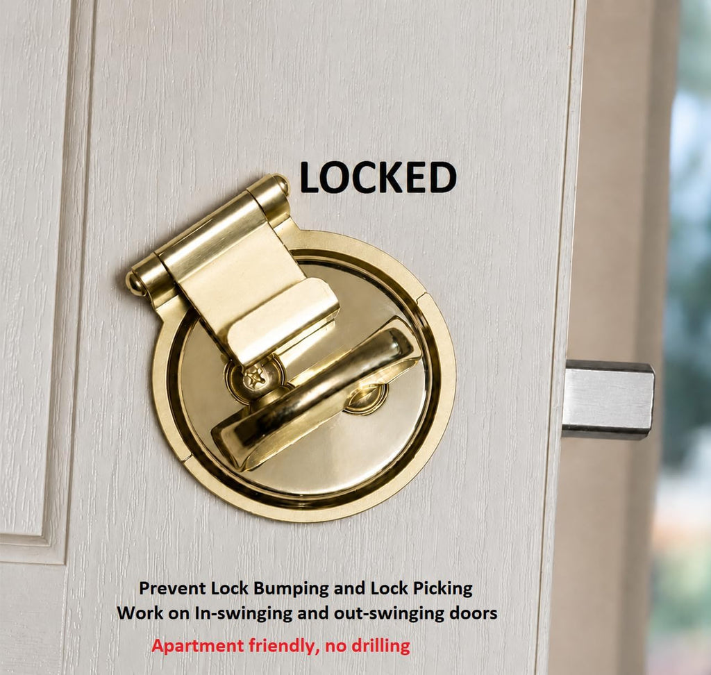 Deadbolt Secure - Prevent Lock Bumping & Lock Picking -  Polished Brass