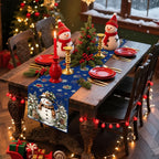 Xmas Snowman Table Runner Home Party Decor Christmas Snowflake Winter Seasonal Table Decoration for Dining Party Holiday Indoor Outdoor Decor 13x90 Inch