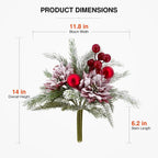 2 Pack Christmas Bouquet Red Winter Artificial Flowers Xmas Decor