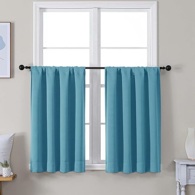 Simplebrand Ava Turquoise Short 36 Inches Blackout Curtain 2 Panels Set by Simplebrand