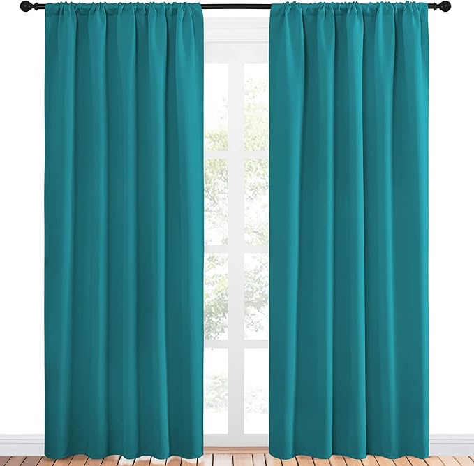 NICETOWN Peacock Blue Blackout Curtains Panels - Image 2