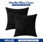 MIULEE Decorative Couch Throw Pillow Covers 18x18 Inch Black 2 Pack