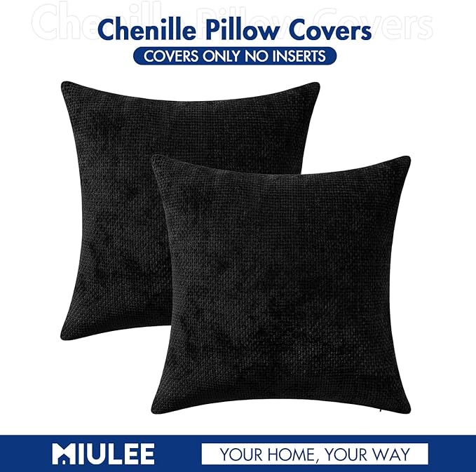 MIULEE Pack of 2 Couch Throw Pillow Covers 16x16 Inch Black Modern Boho Accent - Image 7