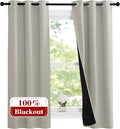 NICETOWN Natural 100% Blackout Lined Curtains, 2 Thick Layers Narrow Wide by NICETOWN