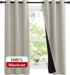 NICETOWN Natural 100% Blackout Lined Curtains, 2 Thick Layers Narrow Wide by NICETOWN