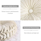 HIG Set of 2 Decorative Round Pleated Throw Pillows, Classy Accent Pumpkin - Image 3