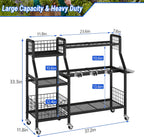 Heavy-Duty Garden Tool Organizer with 6 Wheels and 2 Baskets