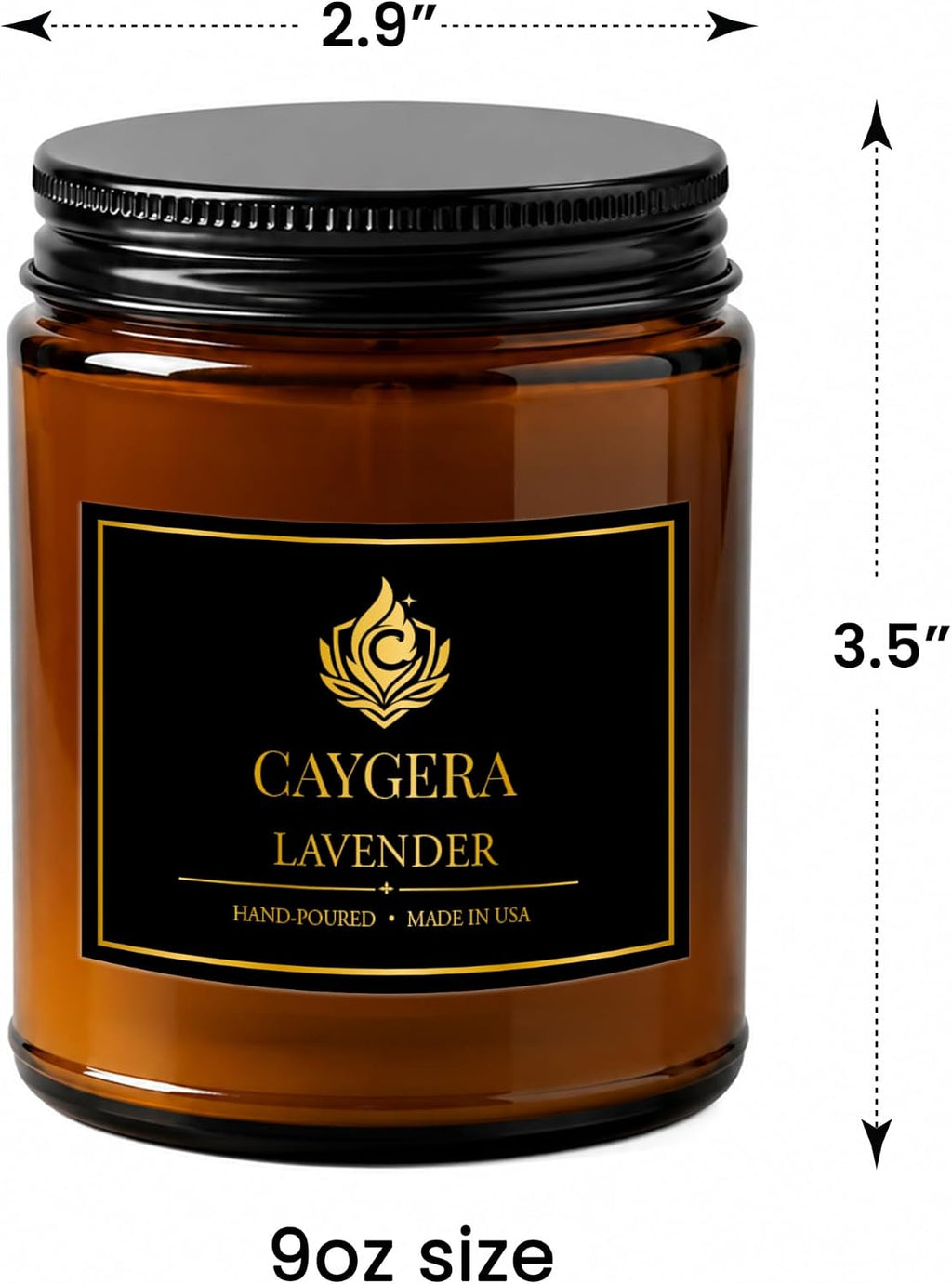 Lavender Candle 9 Oz, Hand Poured Soy Wax Blend, Cotton Wick
