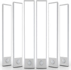 6 Pack Under Cabinet Lighting Wireless, 68 LED Rechargeable Battery Motion Sensor Light Indoor, Stick On Magnetic Closet Lights, Under Counter Lights for Kitchen, Stairs, White 16 in